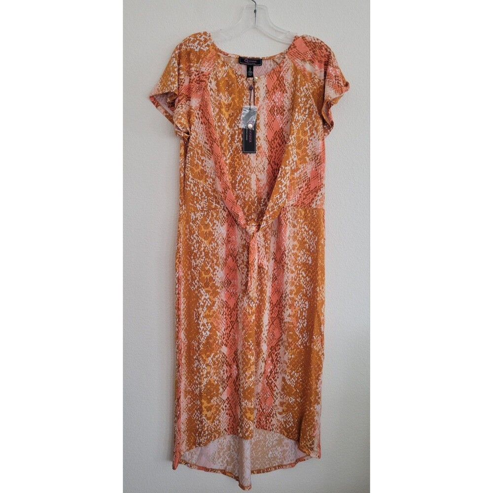 NEW C Wonder By Christian Siriano Python Midi Dress Size Large Hi Low Hem